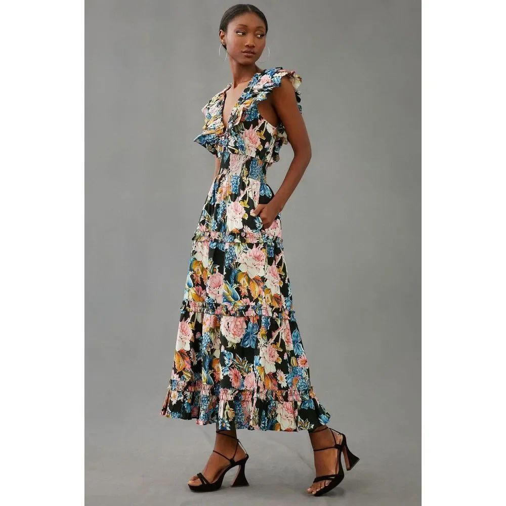 Anthropologie Love The Label Topanga Ruffled V-Neck Dress